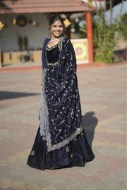 Royal Midnight Blue Embroidered Lehenga Set