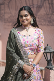 Blush Pink Floral Embroidered Festive Lehenga Set