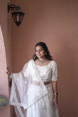 Ivory Pearl Embroidered Festive Lehenga Set