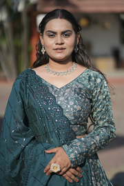 Emerald Green Embroidered Designer Lehenga Set
