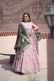 Blush Pink Floral Embroidered Festive Lehenga Set