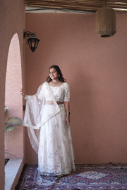 Ivory Pearl Embroidered Festive Lehenga Set