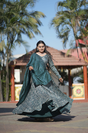 Emerald Green Embroidered Designer Lehenga Set