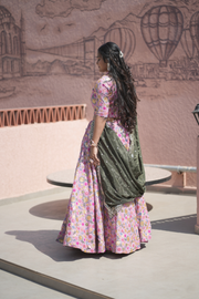 Blush Pink Floral Embroidered Festive Lehenga Set