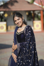 Royal Midnight Blue Embroidered Lehenga Set