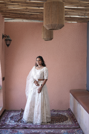 Ivory Pearl Embroidered Festive Lehenga Set