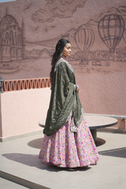 Blush Pink Floral Embroidered Festive Lehenga Set
