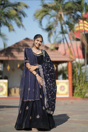 Royal Midnight Blue Embroidered Lehenga Set