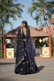 Royal Midnight Blue Embroidered Lehenga Set