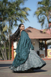 Emerald Green Embroidered Designer Lehenga Set